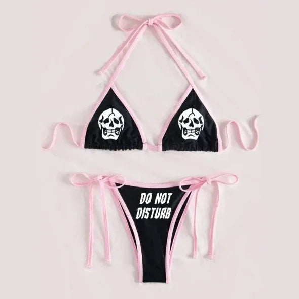 Sexy Funny Letters Pattern Printing Bikini Two-pieces Set