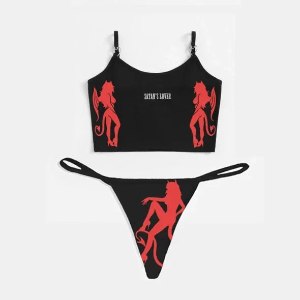 Sexy Funny Letters Pattern Printing Bikini Two-pieces Set
