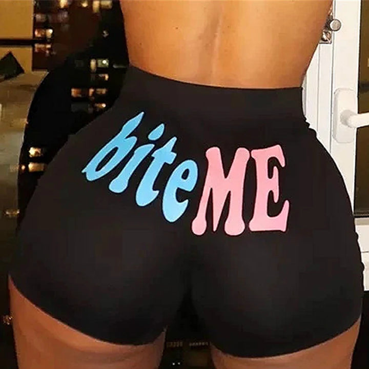 Flirty Letter Print Casual High Waist Booty Short