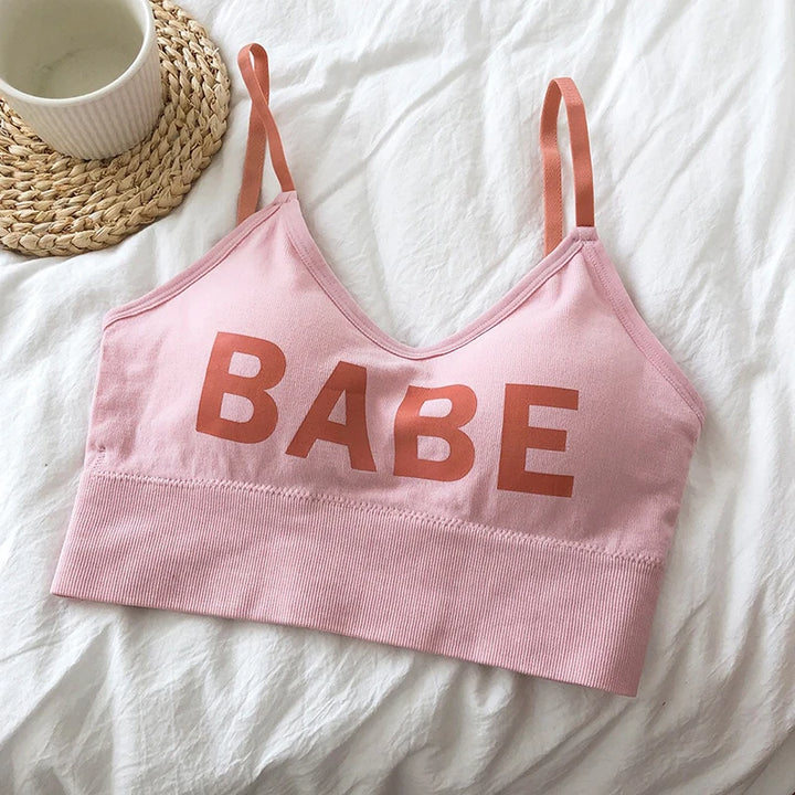 BABE letter printed Sexy Push Up Bralette Lingerie