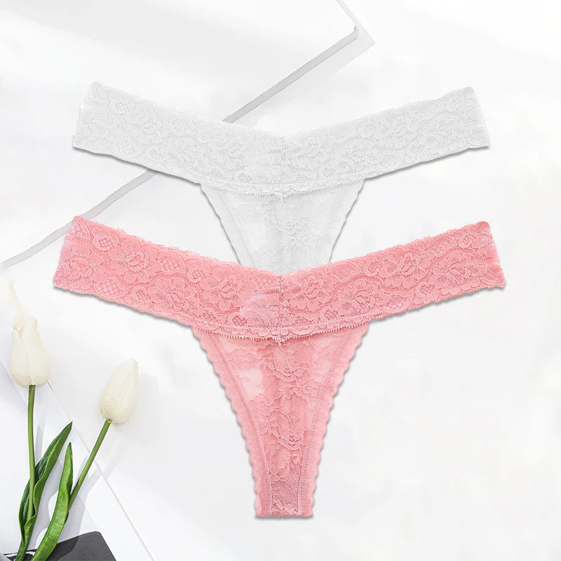 Set of M-XL Lace G-string Thong Panties for Women