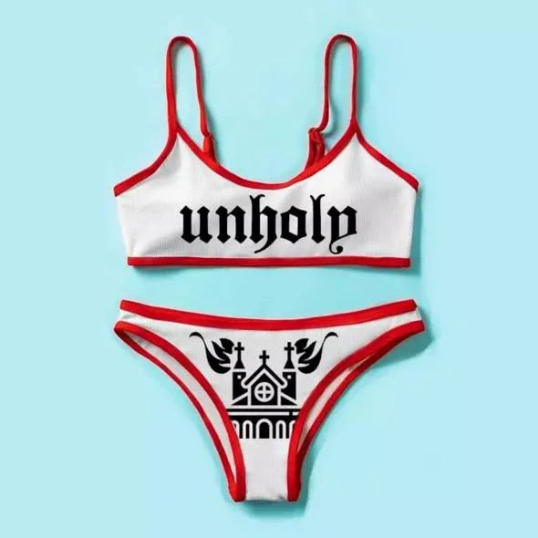 Sexy Funny Letters Pattern Printing Bikini Two-pieces Set