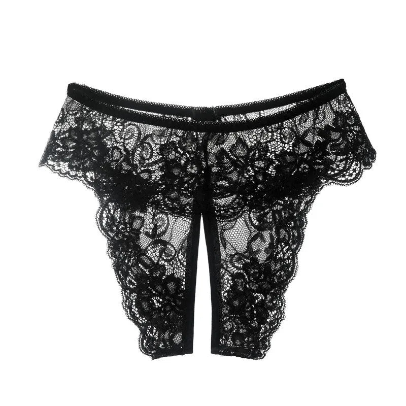 Size Underwear Women Sexy Open Crotch Panties Lace Transparent Thongs