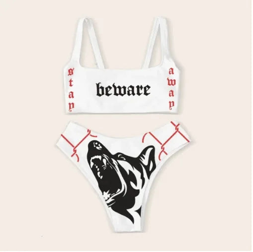 Sexy Funny Letters Pattern Printing Bikini Two-pieces Set