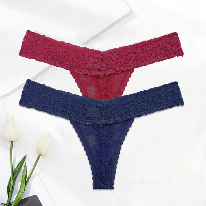 Set of M-XL Lace G-string Thong Panties for Women