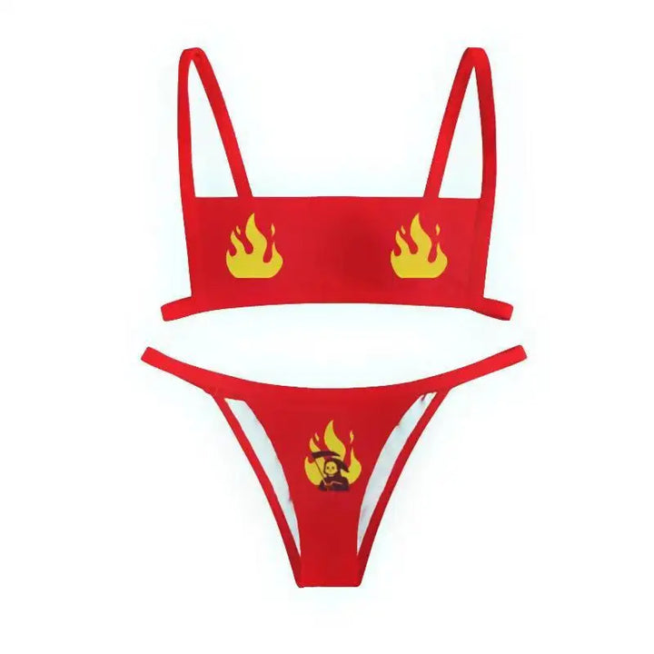 Sexy Funny Letters Pattern Printing Bikini Two-pieces Set