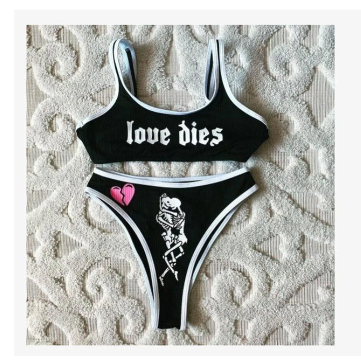 Sexy Funny Letters Pattern Printing Bikini Two-pieces Set