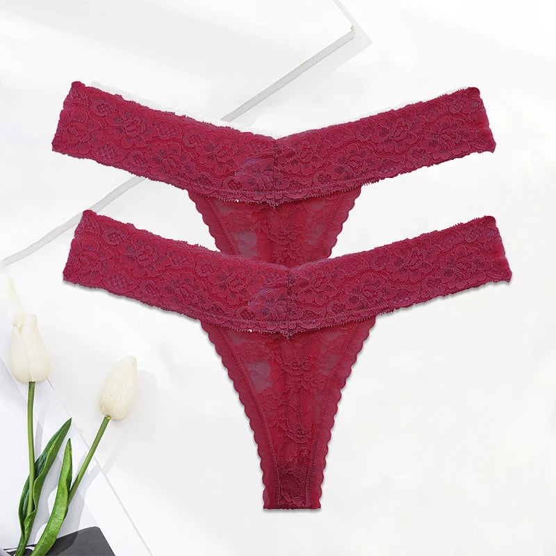 Set of M-XL Lace G-string Thong Panties for Women