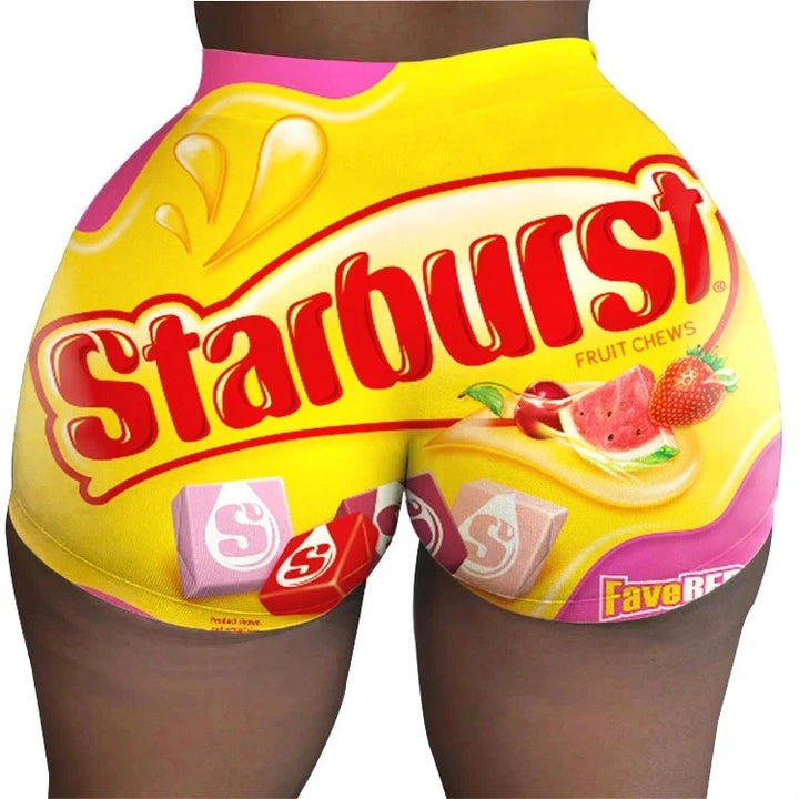 Flirty Letter Print Casual High Waist Booty Short