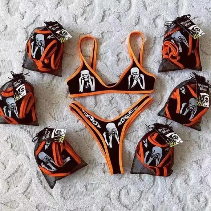 Sexy Funny Letters Pattern Printing Bikini Two-pieces Set