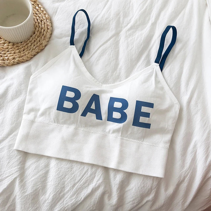 BABE letter printed Sexy Push Up Bralette Lingerie