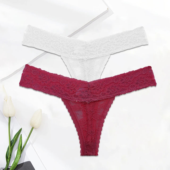 Set of M-XL Lace G-string Thong Panties for Women