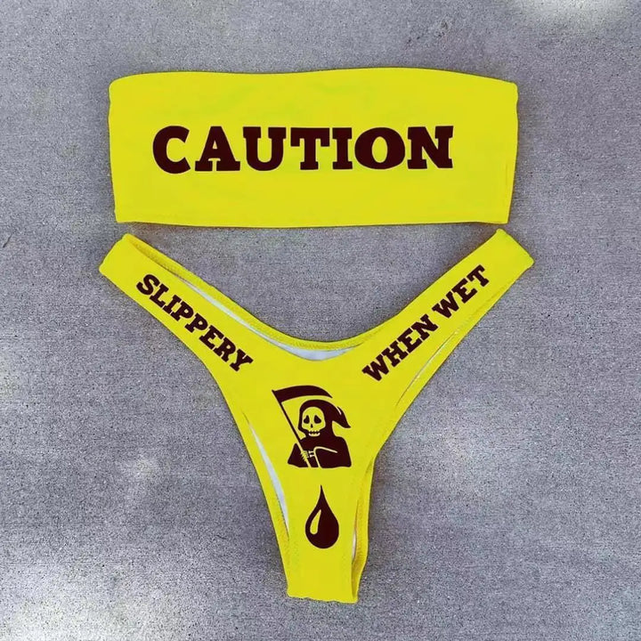 Sexy Funny Letters Pattern Printing Bikini Two-pieces Set