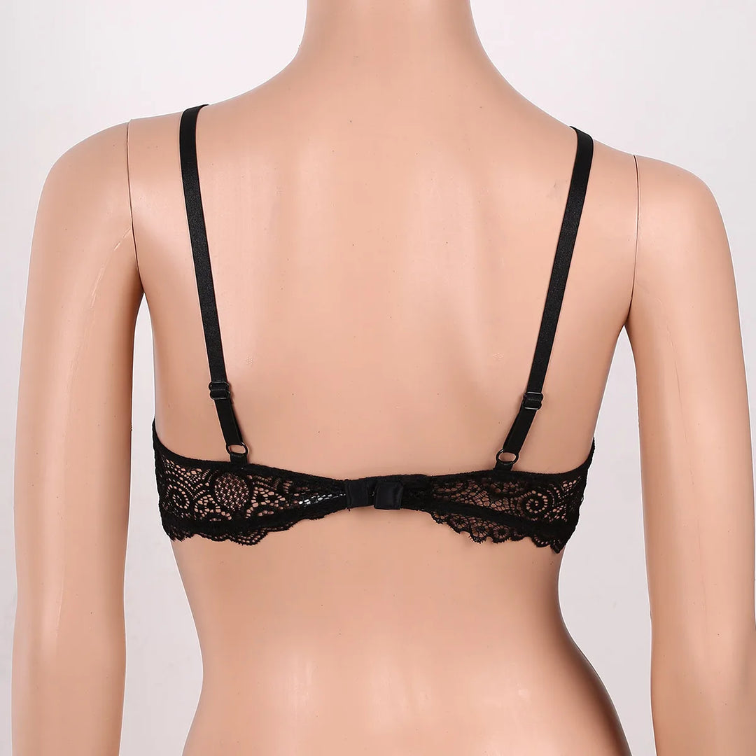 Sheer Mesh Crisscross Bra - Adjustable Underwired Top