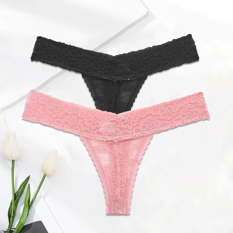 Set of M-XL Lace G-string Thong Panties for Women