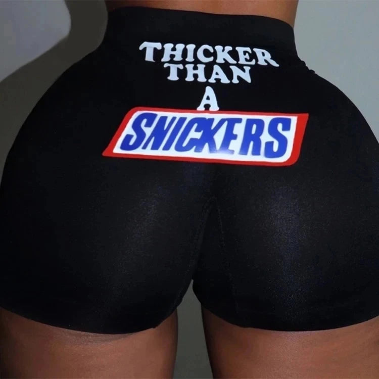 Flirty Letter Print Casual High Waist Booty Short