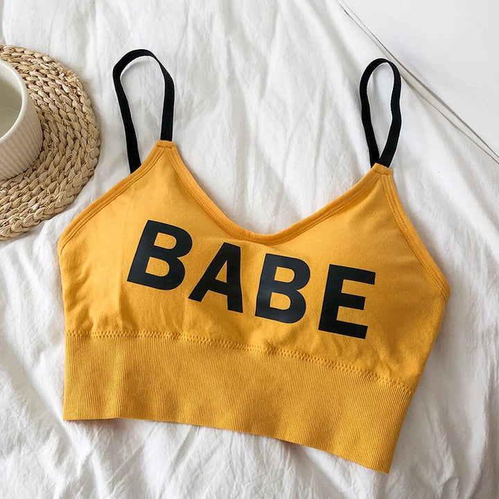 BABE letter printed Sexy Push Up Bralette Lingerie