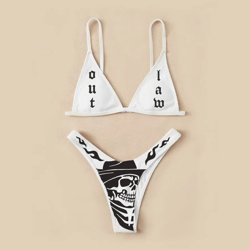Sexy Funny Letters Pattern Printing Bikini Two-pieces Set