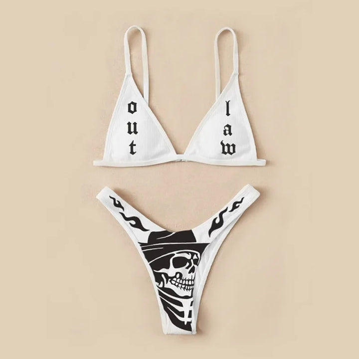 Sexy Funny Letters Pattern Printing Bikini Two-pieces Set