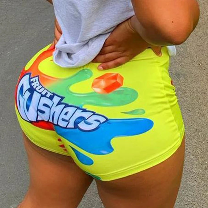 Flirty Letter Print Casual High Waist Booty Short