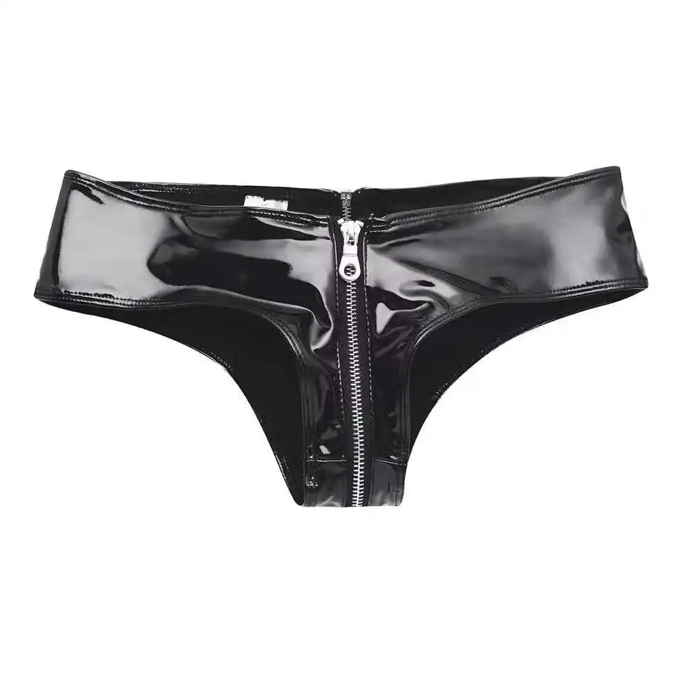 Crotchless Underwear Glossy Wetlook Latex Mini Hot Pants Sexi