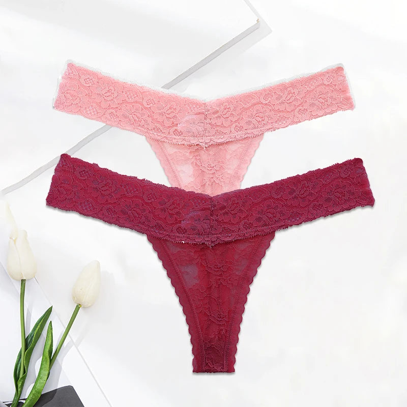 Set of M-XL Lace G-string Thong Panties for Women