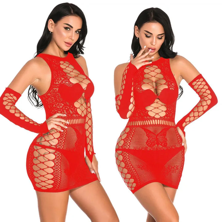 Frivolous Delights Erotic Babydoll Hollow Plus Size Lingerie Set
