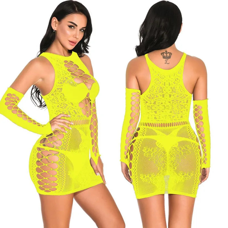 Frivolous Delights Erotic Babydoll Hollow Plus Size Lingerie Set