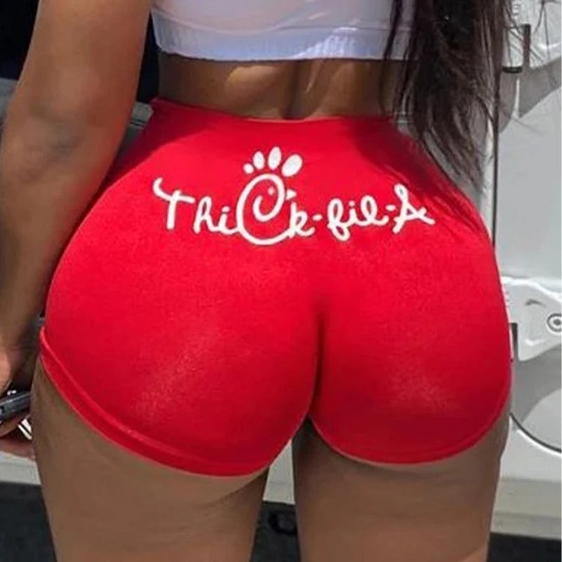 Flirty Letter Print Casual High Waist Booty Short
