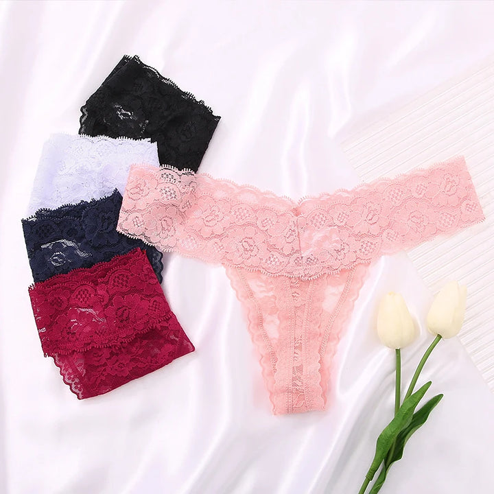 Set of M-XL Lace G-string Thong Panties for Women