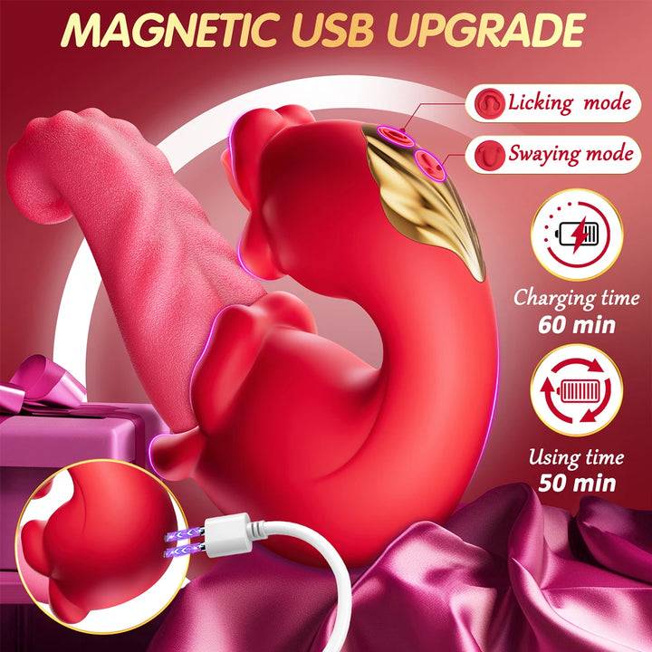 Clitoral Tongue Licking Vibrator Nipples G-Spot Stimulator Adult Toy