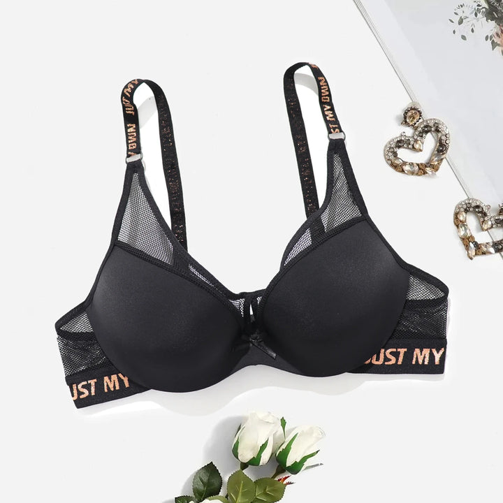 Frivolous Delights Letter Print Breathable Push Up Bra