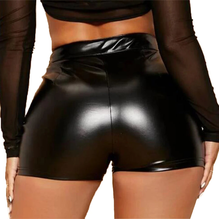 Patent Leather High Waist Wet Look Booty Short