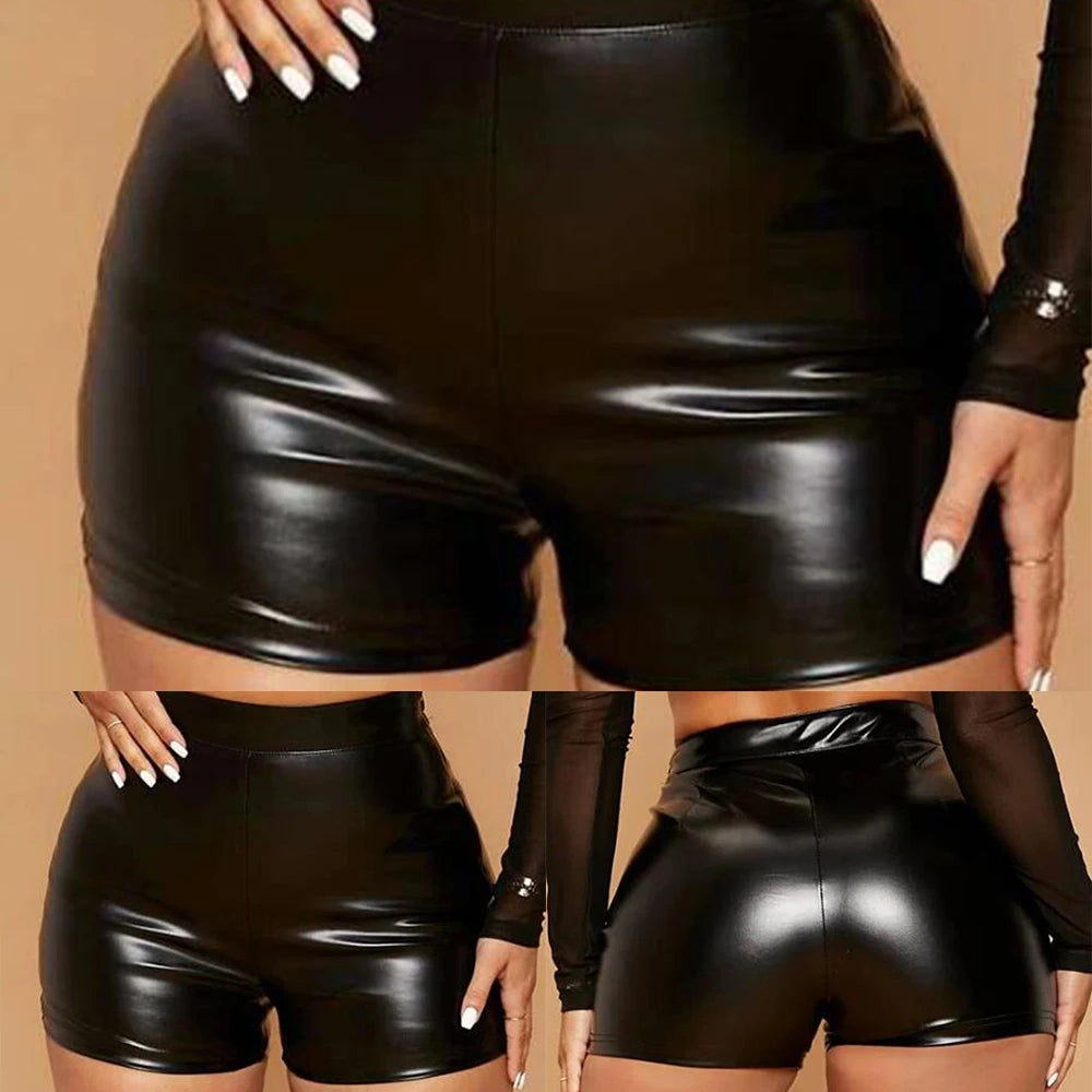 Patent Leather High Waist Wet Look Booty Short