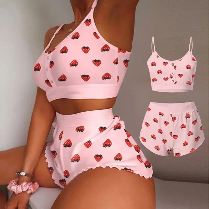 Frivolous Delights Lips Butterfly Print Nightwear Lingerie