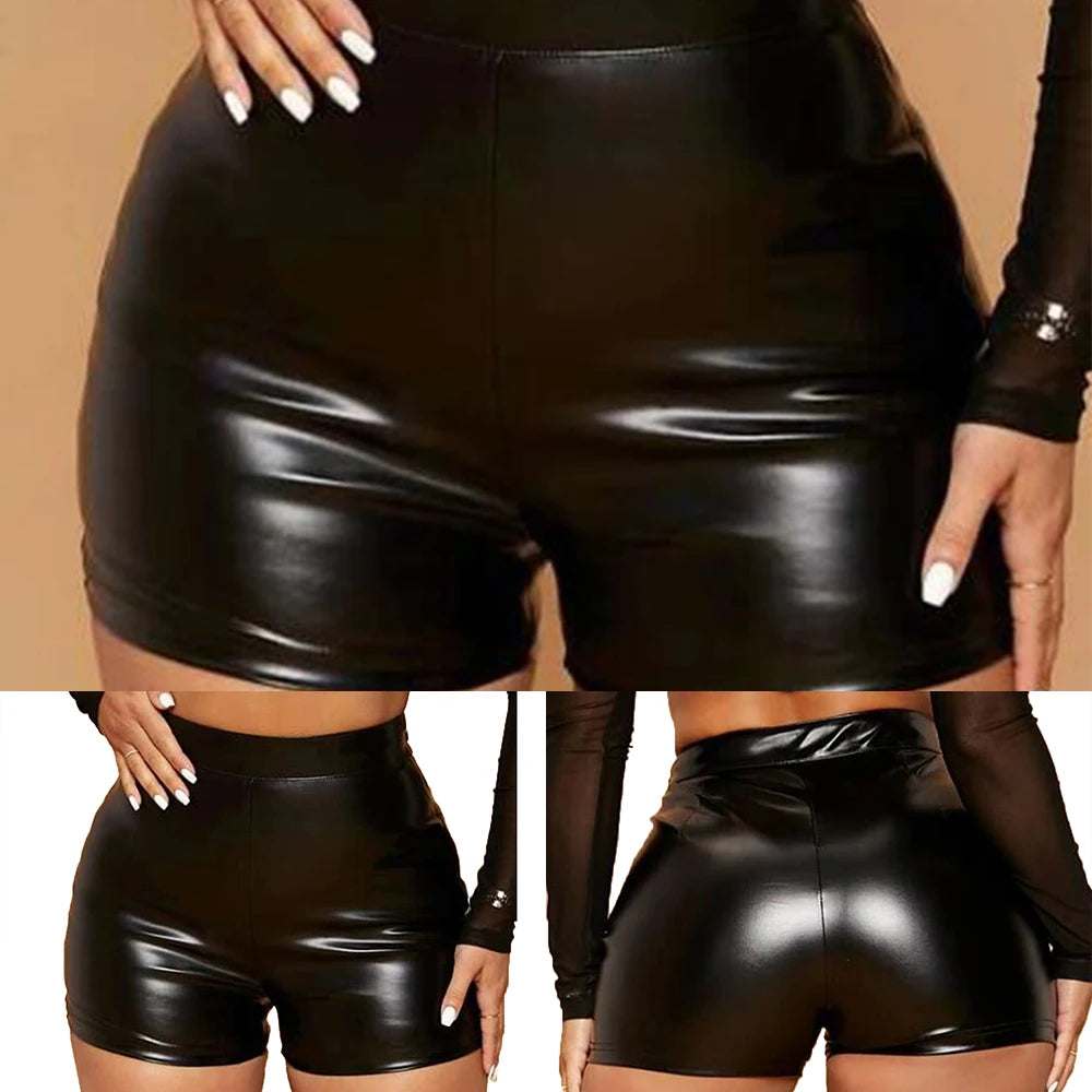 Patent Leather High Waist Wet Look Booty Short
