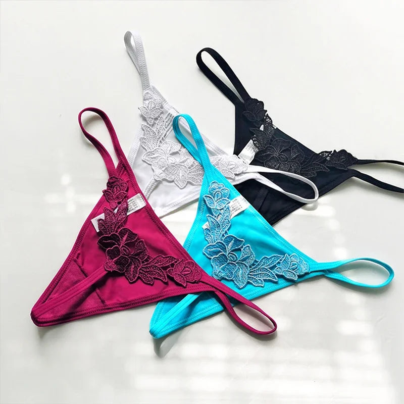 Blue Water Soluble Flower Thong - Sexy Underwear