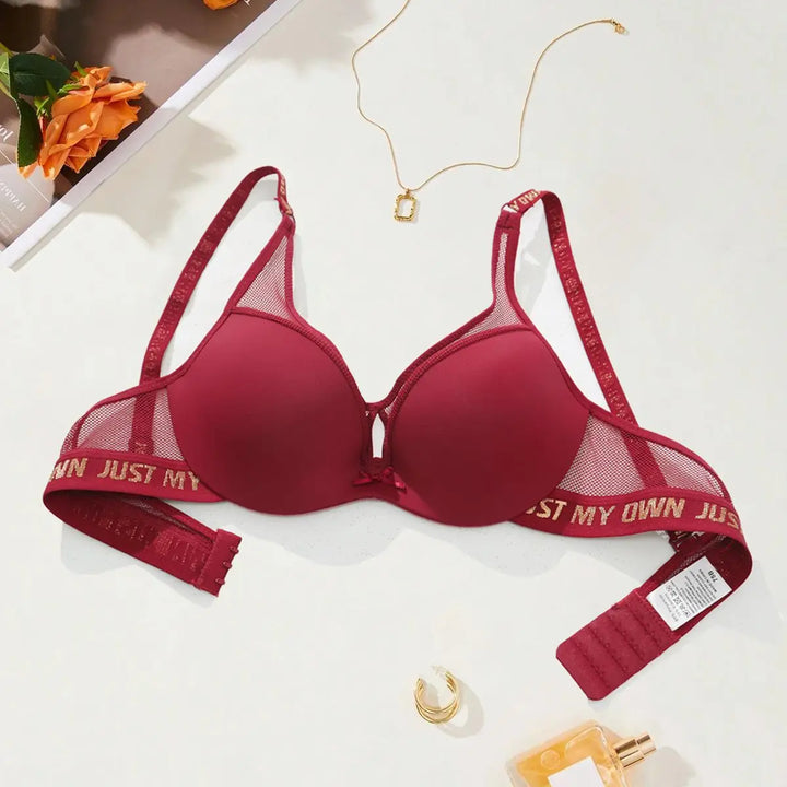 Frivolous Delights Letter Print Breathable Push Up Bra