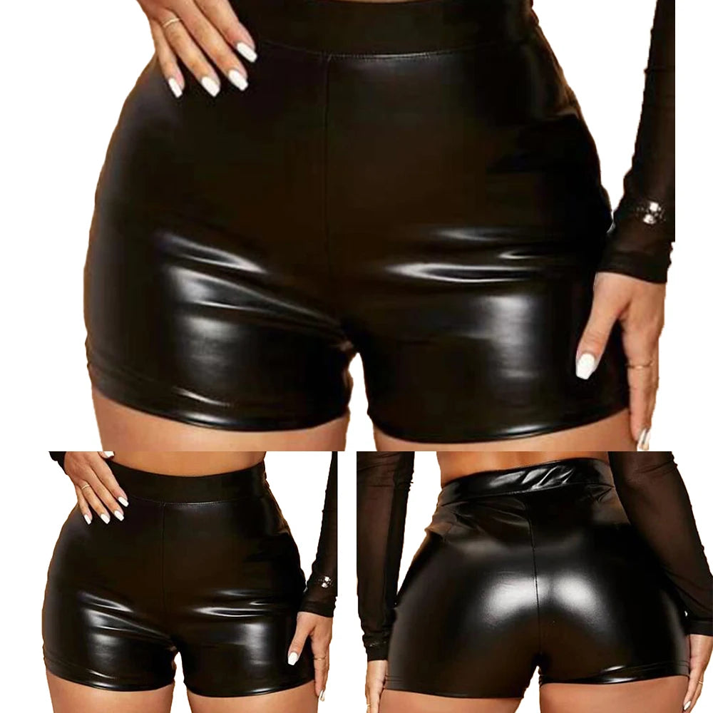 Patent Leather High Waist Wet Look Booty Short
