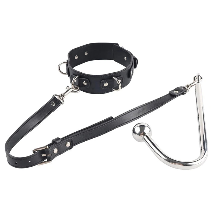 BDSM Collar Bondage Kit with Anal Hook and Plug