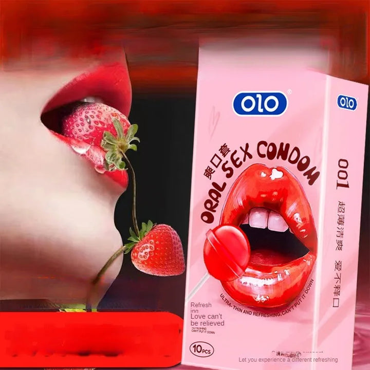 10Pcs Strawberry Oral Sex Condoms Unique Condoms