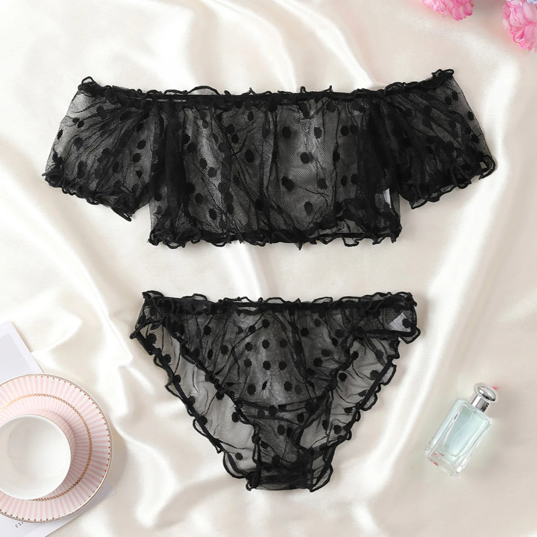 Frivolous Delights Off-Shoulder Lace Underwear Lingerie Set