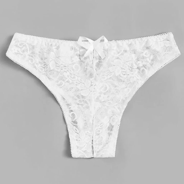 Sexy Panties Open Crotch Transparent Lace Bowknot