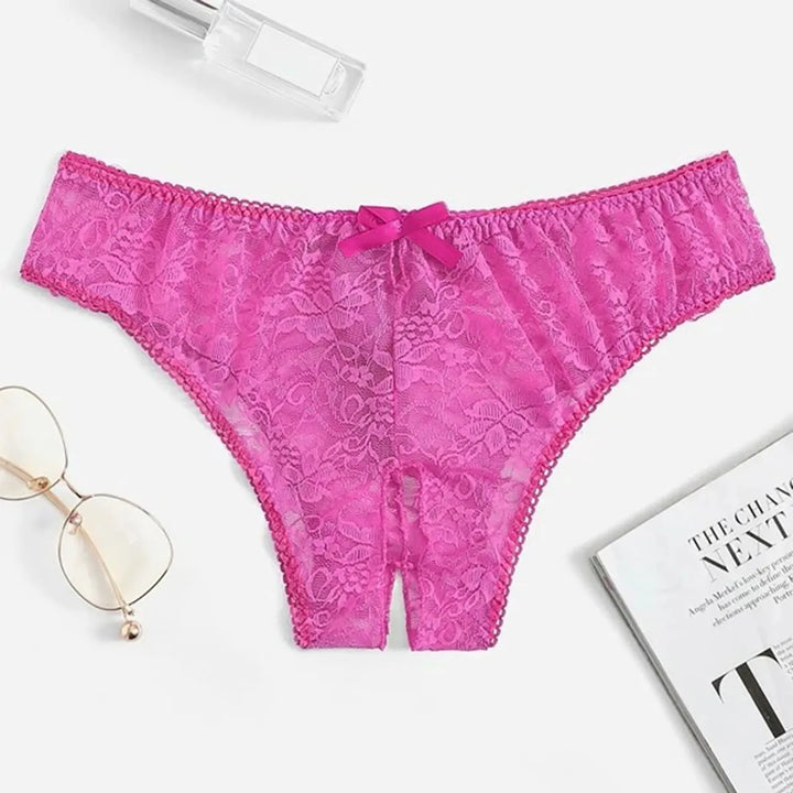 Sexy Panties Open Crotch Transparent Lace Bowknot