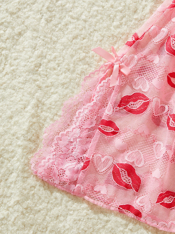 Frivolous Delights Love Lips Print Babydoll Sleepdress Lingerie