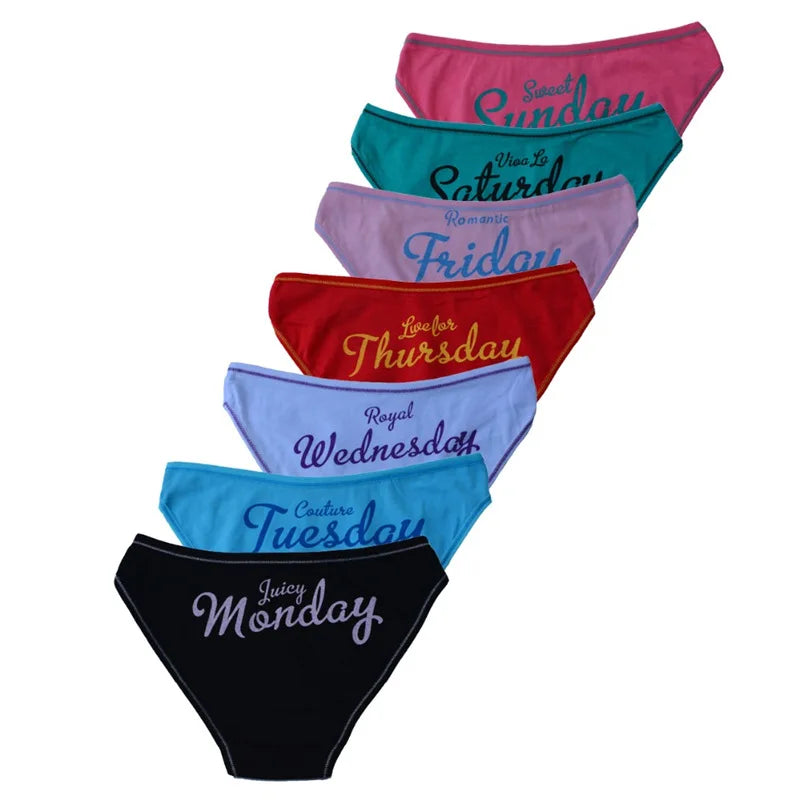 7 pcs/set Every day weeks print knickers briefs lingerie