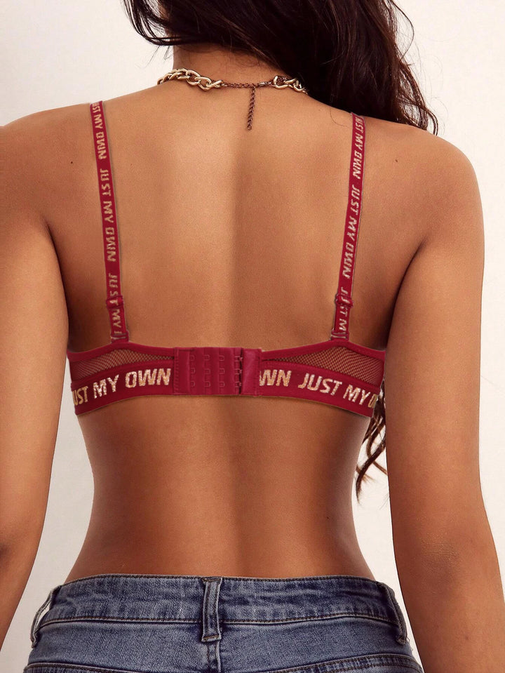 Frivolous Delights Letter Print Breathable Push Up Bra