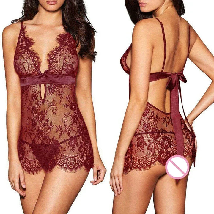 Lace Babydoll Backless Nightdress - Sexy Lingerie