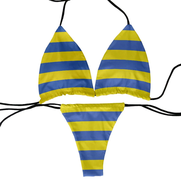 Flag pattern printed beach swimming two-piece bikini set