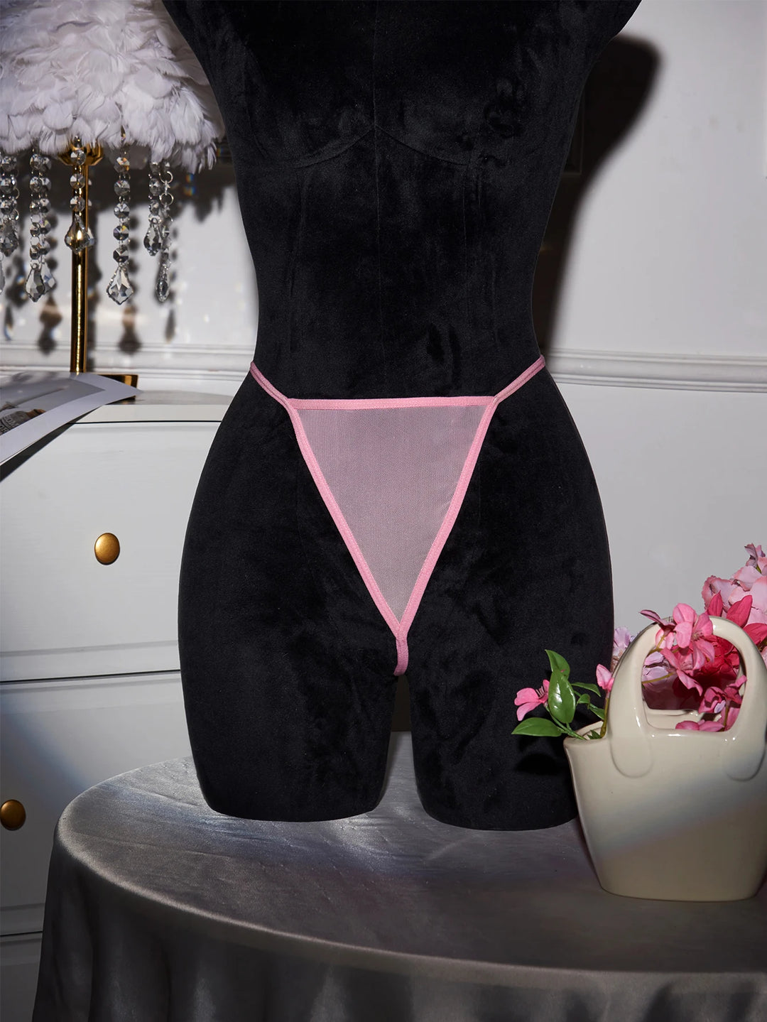 Frivolous Delights Ultra Thin Lace Mesh Sex V-Neck Backless Lingerie